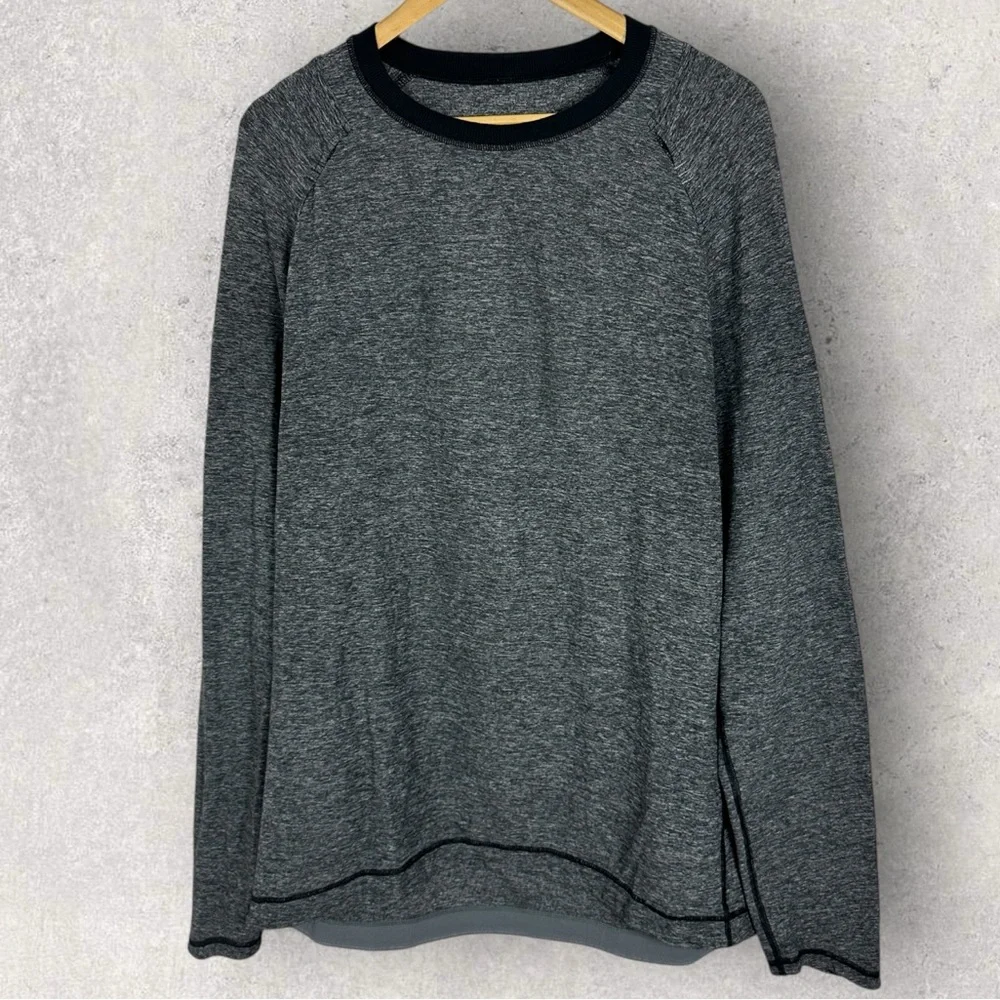 Lululemon Mens Heathered Grey Long‎ Sleeve Crew Neck T-Shirt Mens Active Tee XL - Picture 8 of 10
